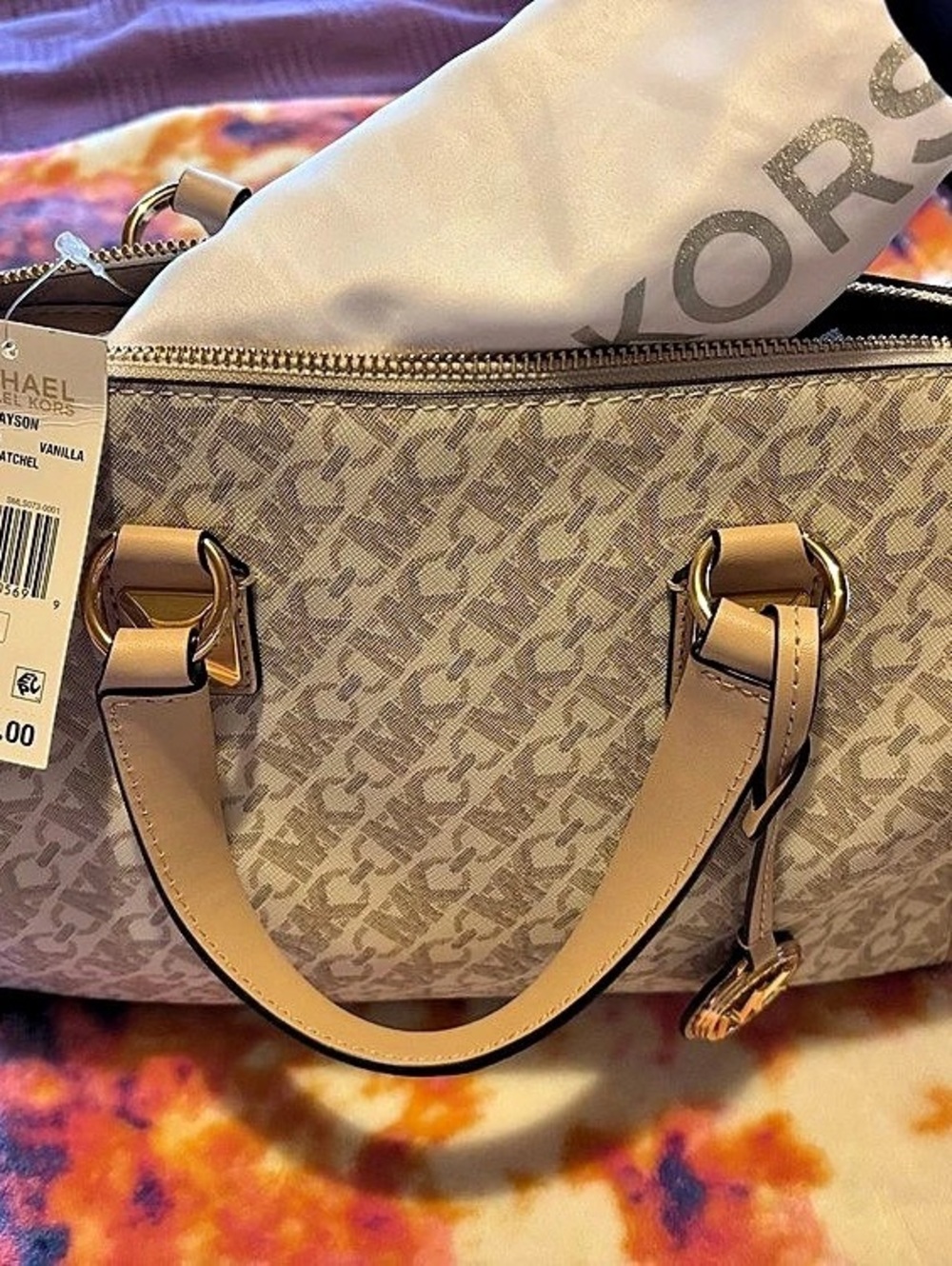 Michael Kors Grayson Medium Duffle Satchel Vanilla